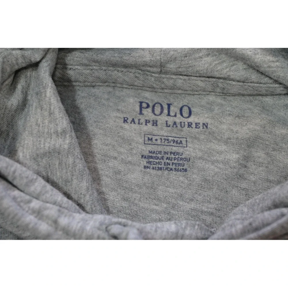 Polo Ralph Lauren Hooded T-Shirt Mens Medium Grey Long Sleeve Pony Excellent